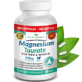 Nature's Branch Magnesium Taurate 400mg bottle with capsules for restful sleep and heart support