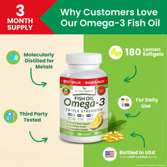 Nature's Branch Omega-3 label closeup highlights purity and potency.