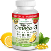 Nature's Branch Omega-3 triple strength bottle for daily heart and joint support.