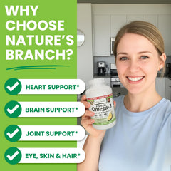 Nature's Branch softgel pour illustrates quick dosage and convenience.