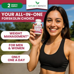 Nature's Branch Forskolin capsules highlight easy daily dosing