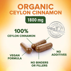 Nature's Choice certified organic label indicating non-GMO and sugar-free cinnamon