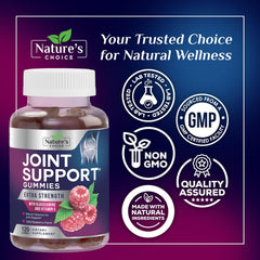 Nature's Choice Joint Health Gummies in a glass bowl showcases a tasty, easy daily habit.