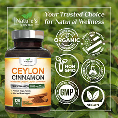 Nature's Choice vegan cinnamon capsules suitable for gluten-free daily use