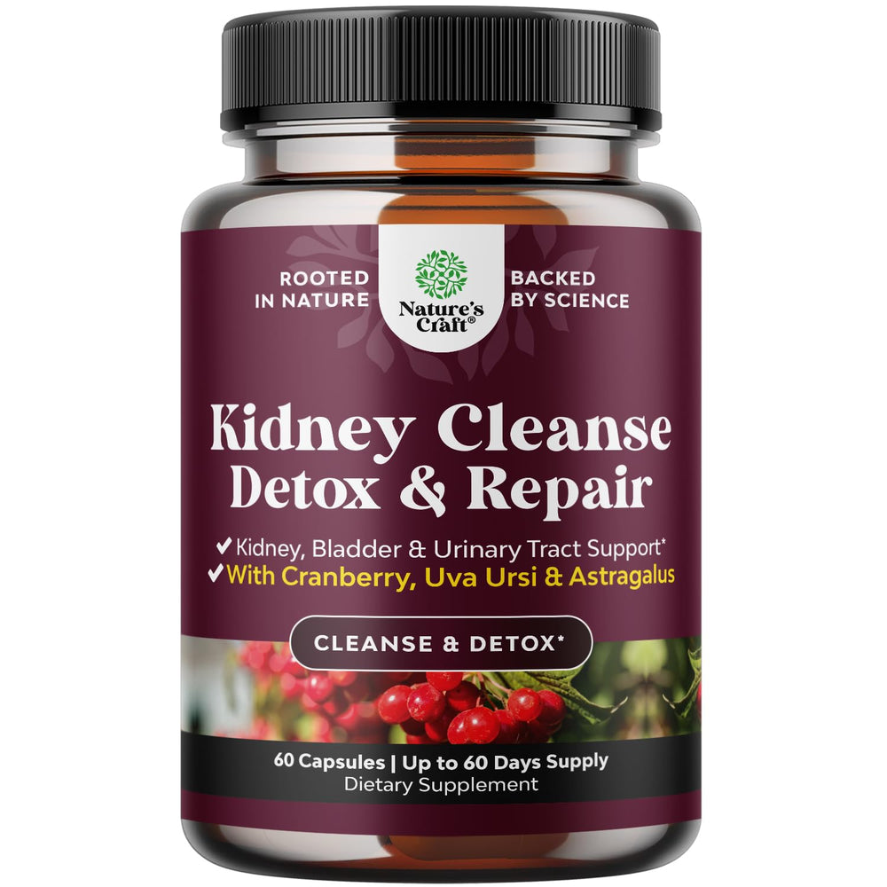 Natures Craft Advanced Kidney Support bottle showcasing premium detox and urinary wellness potential.