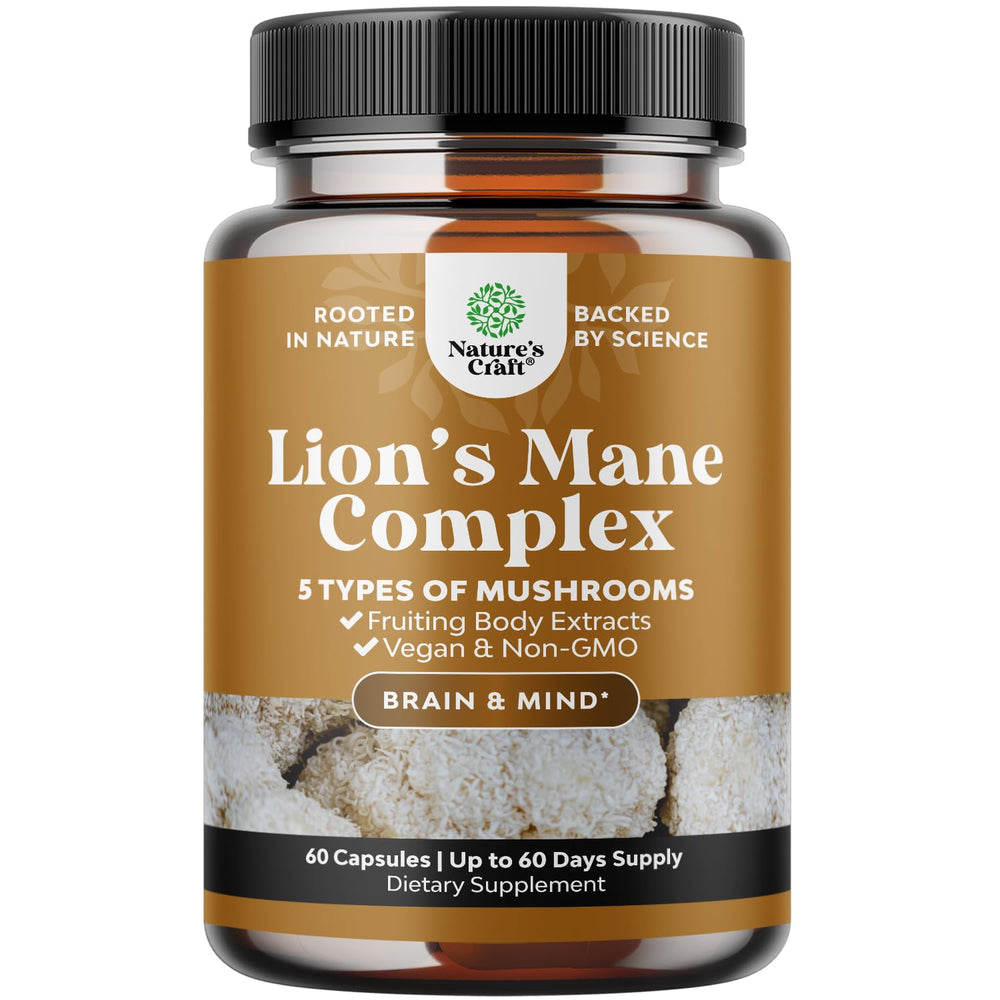 Natures Craft Advanced Lion's Mane bottle front highlighting focus and daily clarity
