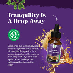 Natures Craft Ashwagandha Liquid Drops pour showing rich root extract.