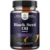 Natures Craft Black Seed Oil Capsules bottle front view highlighting vegan, omega-rich formula