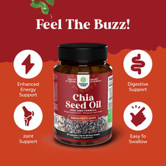 Natures Craft chia seed oil capsules label detail reveals ingredients and origin