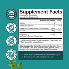 Natures Craft Chlorophyll Gummies close-up highlighting internal deodorizing benefits