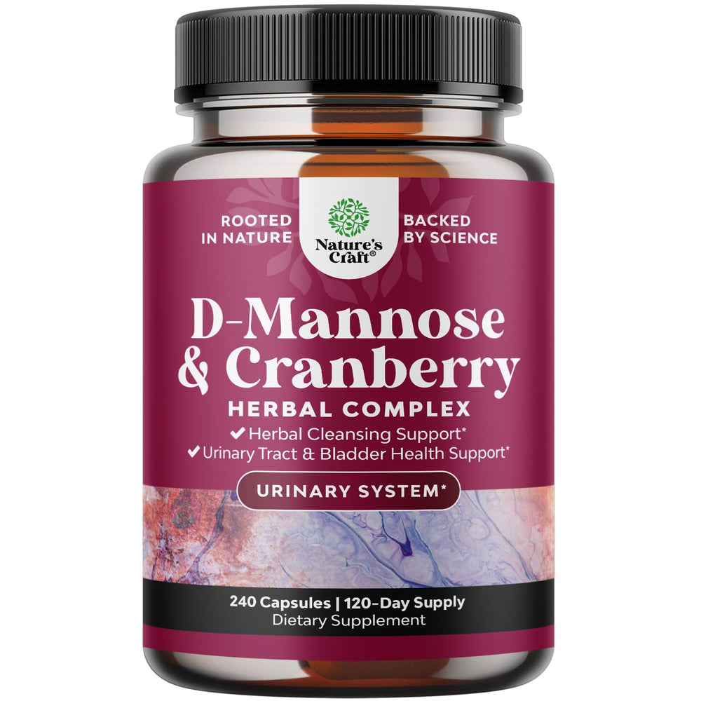 Natures Craft D Mannose Cranberry capsules bottle for daily urinary health support