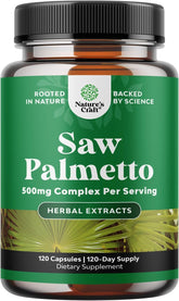 natures craft extra strength saw palmetto bottle for easy dosing.