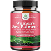 Nature's Craft extra-strength Saw Palmetto bottle highlights a potent daily hair care blend