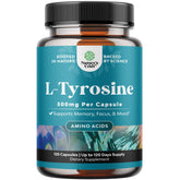 Natures Craft Free Form L Tyrosine 500mg capsules in bottle for daily focus support.