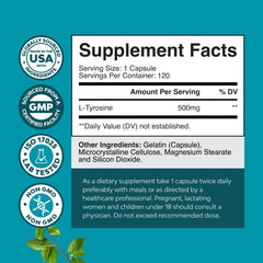Closeup of L Tyrosine capsule for daily wellness.