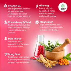 Natures Craft Hormone Balance Gummies bottle pour showcasing use during busy days.