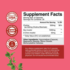 Nature's Craft inositol capsules close-up highlights vegan formula for daily wellness.