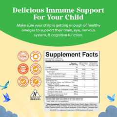 Natures Craft Kids DHA Omega-3 Gummies bottle back with ingredients and usage guidance