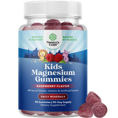 Nature's Craft Kids Magnesium Gummies bottle with raspberry flavor for calm support