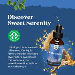 Natures Craft L-Theanine Drops label closeup with chamomile.