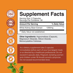 Natures Craft label close-up highlighting white kidney bean extract quality