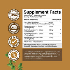 Natures Craft Lion's Mane capsules closeup, convenient daily nootropic for memory and clarity.