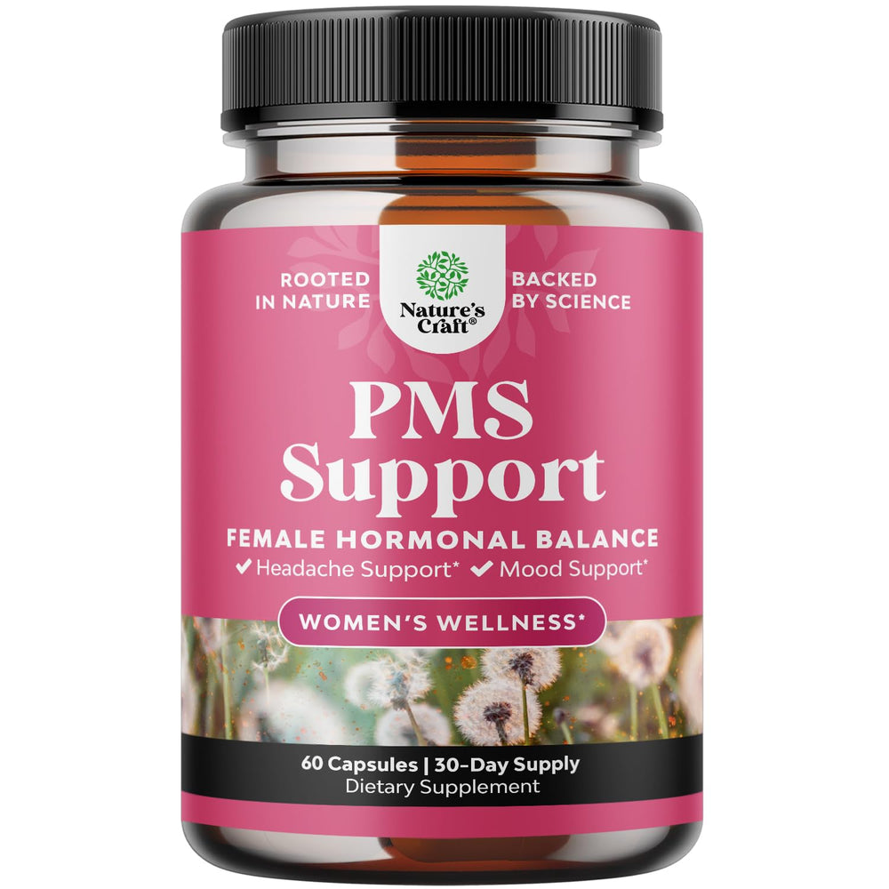 Natures Craft PMS Support bottle shown for easy daily use and cycle comfort