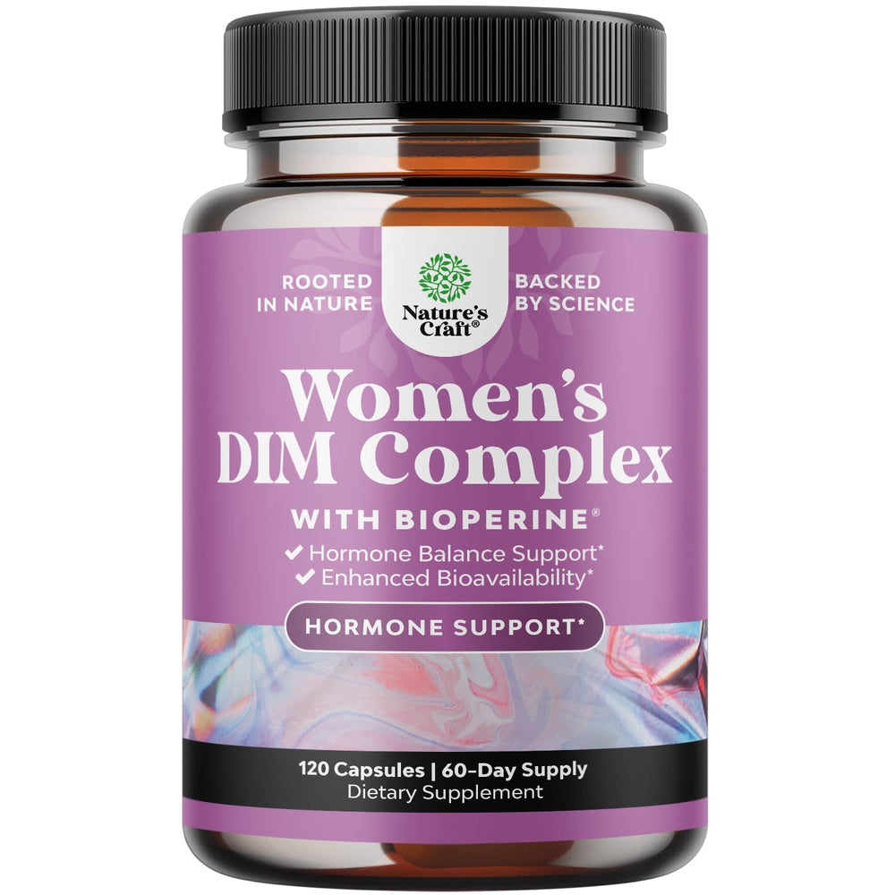 Natures Craft Potent DIM bottle front indicates potential hormone balance support