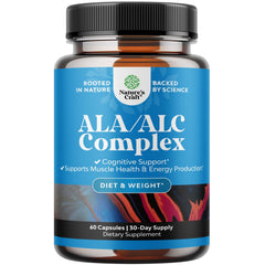 Nature's Craft Pure ALA-ALC bottle promotes energy and memory support.