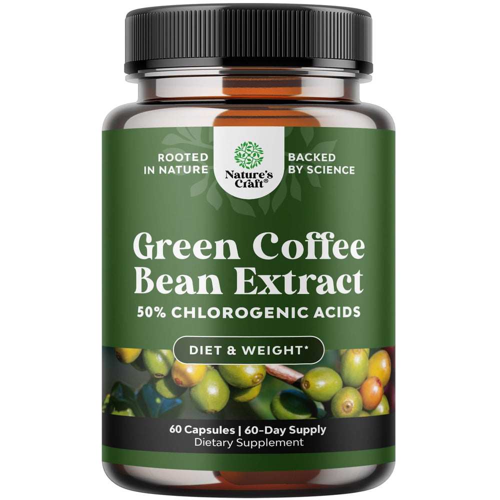 Natures Craft Pure Green Coffee Bean Extract bottle cap, supporting natural energy and focus.