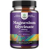 Natures Craft Pure Magnesium Glycinate 400mg bottle front promotes calm and restful sleep