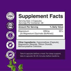 Natures Craft Pure Magnesium Glycinate 400mg bottle side shows compact vegan packaging