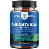 Natures Craft Reduced Glutathione capsule closeup for potential clearer skin.