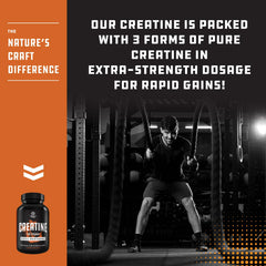 Natures Craft Tri-Phase Creatine tablets on daily workout setup