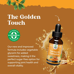 Nature's Craft Turmeric Drops amber liquid with warm spice aroma.