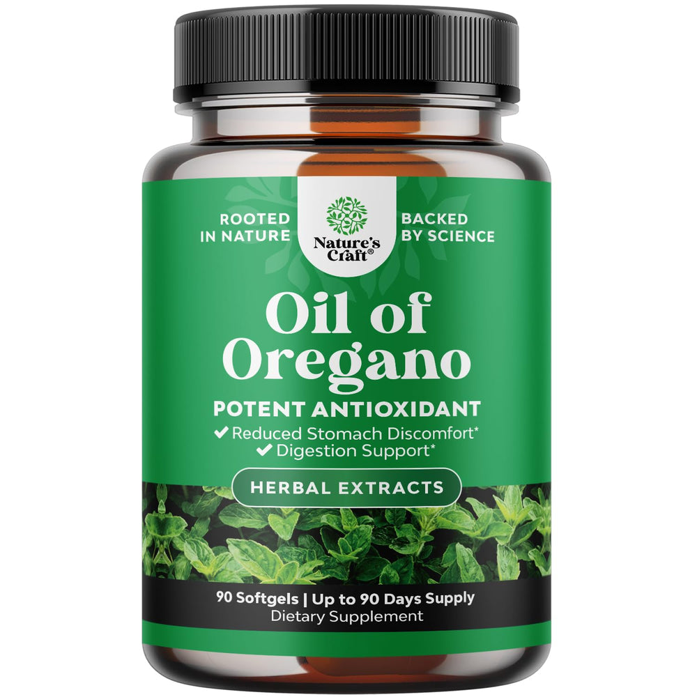 Natures Craft Wild Oil of Oregano softgels bottle for immune support.