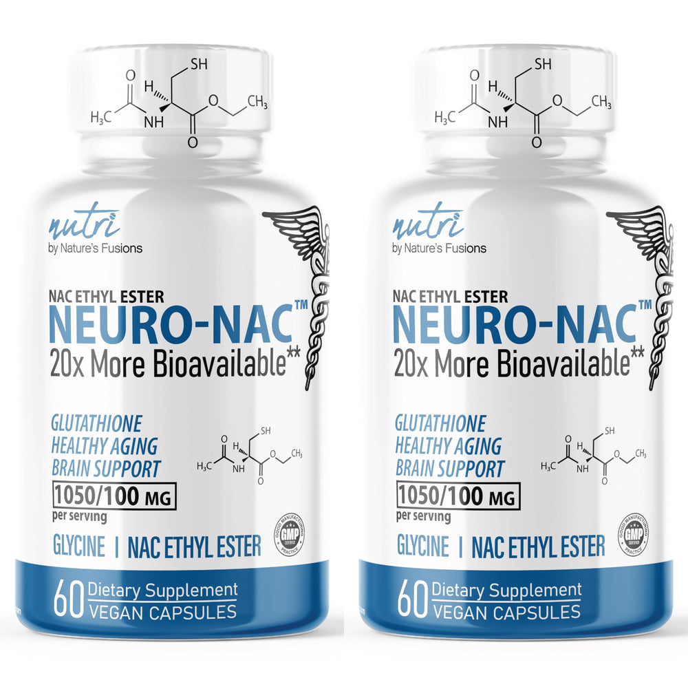 Nature's Fusions Neuro NAC bottle in two-pack for daily glutathione-support supplement.