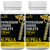 Nature's Fusions potassium iodide tablets bottle close-up, perfect for emergency preparedness and family safety.