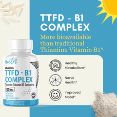 Nature's Fusions TTFD Thiamine B1 and magnesium cofactor capsules support energy and nerve function