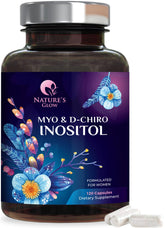 Nature's Glow Myo-Inositol bottle image highlights balance-support for ovarian wellness.