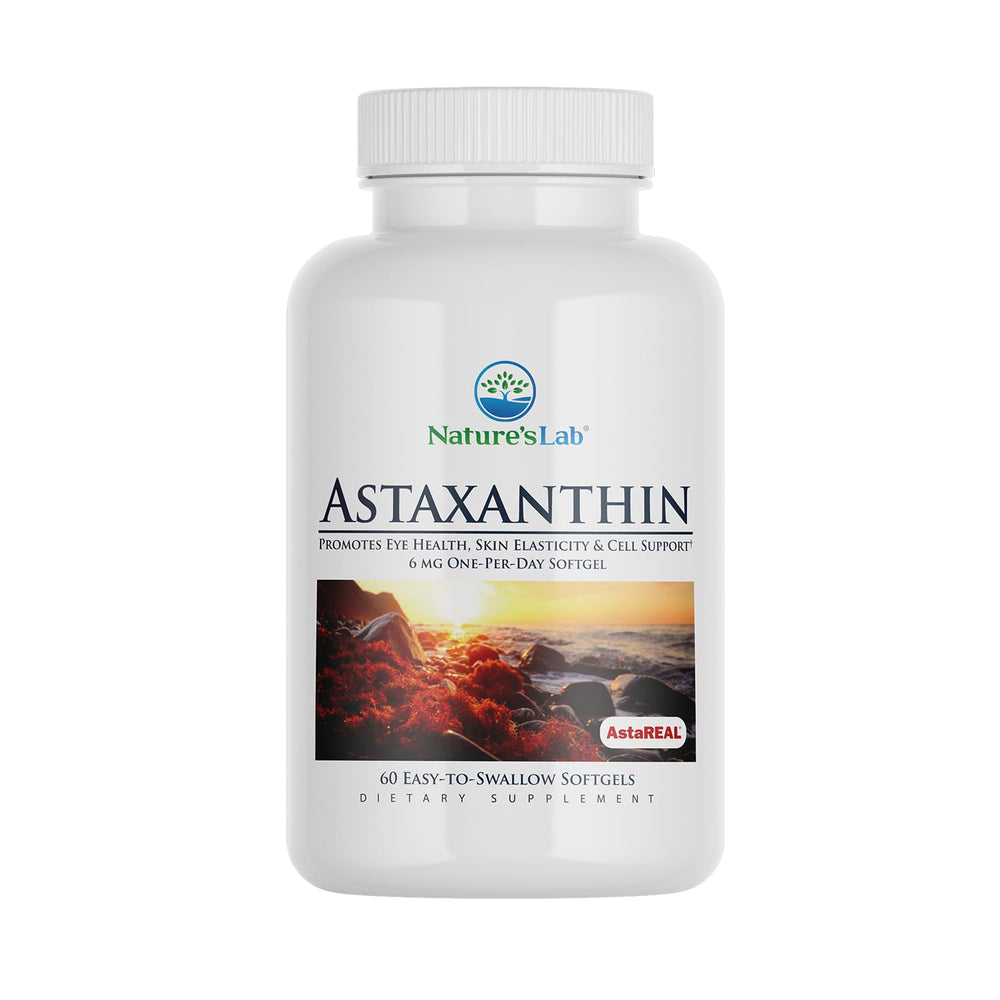Nature's Lab Astaxanthin 6mg bottle for daily antioxidant support.