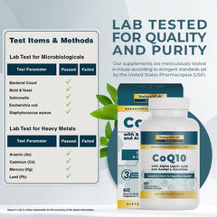 Nature's Lab Gold CoQ10 table-top shot; convenient daily supplement routine.