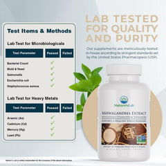 Nature's Lab KSM66 Ashwagandha label detail highlights potency.