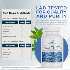 Nutrition facts panel hints at EPA/DHA content per serving.
