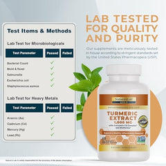 Nature's Lab Turmeric Extract, cápsulas color ambar listadas para uso diario.
