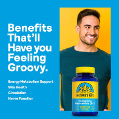 Nature's Life Energizing Niacinamide label emphasizes 1000mg strength and quality standards.