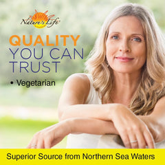 Nature's Life Marine Magnesium capsules close-up emphasizes vegetarian formula