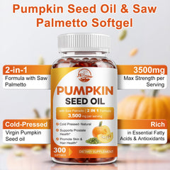Nature's live pumpkin seed oil softgels pour demonstrates convenient daily use.