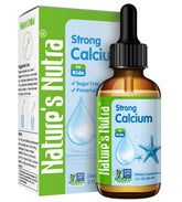 Nature's Nutra Strong Calcium drops bottle; supports daily calcium intake.
