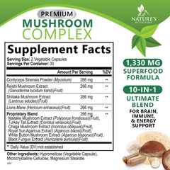 Nature's Nutrition 10-in-1 ingredients graphic highlighting brain support potential.